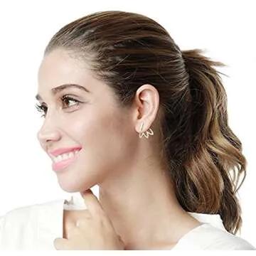 Qiaoying 2 Pairs Lotus Flower Earrings lightweight Ear Cuffs Stud Earrings Jackets Elegant Fashionable