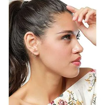 Qiaoying 2 Pairs Lotus Flower Earrings lightweight Ear Cuffs Stud Earrings Jackets Elegant Fashionable