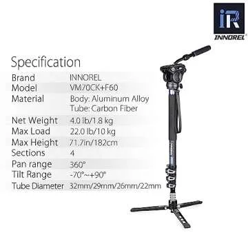 Carbon Fiber Video Monopod Kit - Lightweight & Versatile