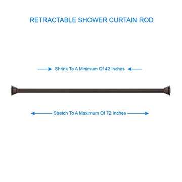 Amazer Shower Curtain Rod 42-72 inches Adjustable Shower Rod Tension Spring Curtain Rod No Drill for Bathroom Bedroom Window Closet Doorway, Light Bronze
