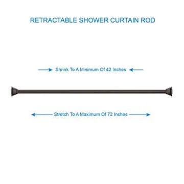 Amazer Shower Curtain Rod 42-72 inches Adjustable Shower Rod Tension Spring Curtain Rod No Drill for Bathroom Bedroom Window Closet Doorway, Light Bronze
