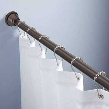 Amazer Shower Curtain Rod 42-72 inches Adjustable Shower Rod Tension Spring Curtain Rod No Drill for Bathroom Bedroom Window Closet Doorway, Light Bronze