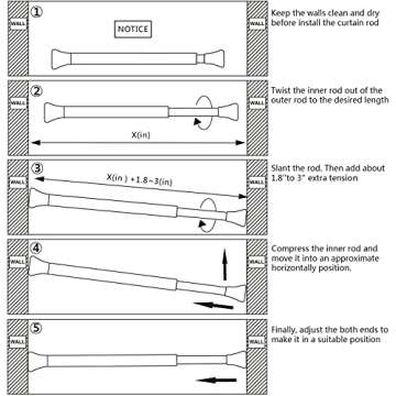 Amazer Shower Curtain Rod 42-72 inches Adjustable Shower Rod Tension Spring Curtain Rod No Drill for Bathroom Bedroom Window Closet Doorway, Light Bronze