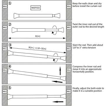 Amazer Shower Curtain Rod 42-72 inches Adjustable Shower Rod Tension Spring Curtain Rod No Drill for Bathroom Bedroom Window Closet Doorway, Light Bronze