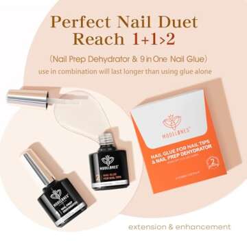 Modelones 9 in One Nail Glue Gel Nail Prep Dehydrate Gel Nail Kit Nail Extension Set for False Nail ...