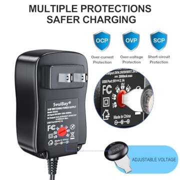 SoulBay 12V Power Supply Universal AC DC Adapter Charger with Adjustable Output 5V 9V 3V 6V 4.5V 7.5...