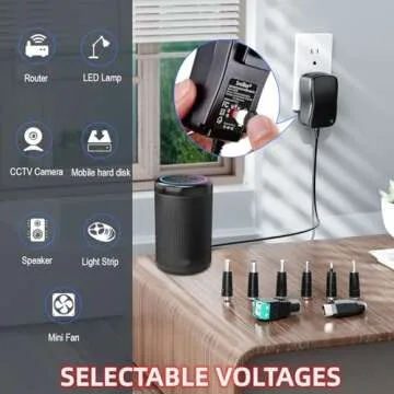 SoulBay 12V Power Supply Universal AC DC Adapter Charger with Adjustable Output 5V 9V 3V 6V 4.5V 7.5V 12 Volt 1A 1.5A 2A for LED Strip Light CCTV Camera BT Speaker GPS Webcam Router, 5 FT Cord, 30W