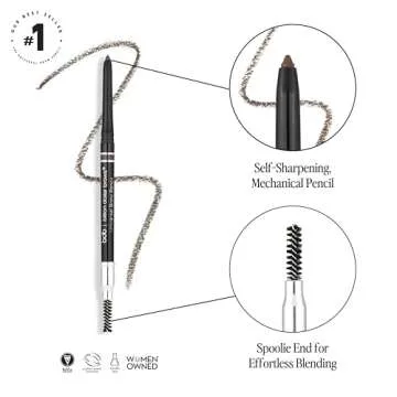 Billion Dollar Brows Universal Eyebrow Pencil – Dual-Ended Design with Precision Tip & Spoolie, Matte Finish, Waterproof, Easy to Use, Vegan & Cruelty-Free for Perfectly Defined Brows