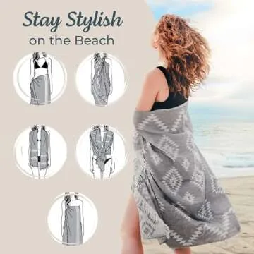Mebien touche de la nature Premium Turkish Beach Towel (35”x67”) Suitable for Adults and Kids 100% Natural Cotton Quick Dry and Sand Free Turkish Towel Beach Blanket– Dark Grey Color