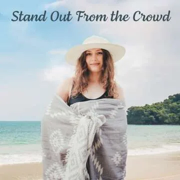 Mebien touche de la nature Premium Turkish Beach Towel (35”x67”) Suitable for Adults and Kids 100% Natural Cotton Quick Dry and Sand Free Turkish Towel Beach Blanket– Dark Grey Color