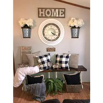 Mkono Galvanized Wall Planter Metal Bucket, Set of 2 Farmhouse Hanging Wall Vase Planters for Cotton Stems Succulents or Herbs, Wall Flower Vases for Country Rustic Home Wall Decor