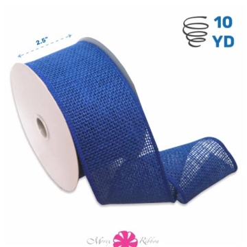 Morex Royal Blue Burlap Wired Ribbon for Crafting and Decor