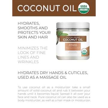 Velona Organic Coconut Oil Extra Virgin 8 fl oz - 100% Pure, Natural, Versatile