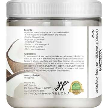 Buy Velona Organic Coconut Oil Extra Virgin 8 fl oz