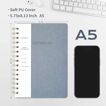 Oneirom Spiral Notebook-6.10" x 8.19" College Ruled Journal with Inner Pockets and 160 Pages,PU Leather Cover Business Journal, Twin-Wire Binding Notebook Perfect for Office & Home School Supplies