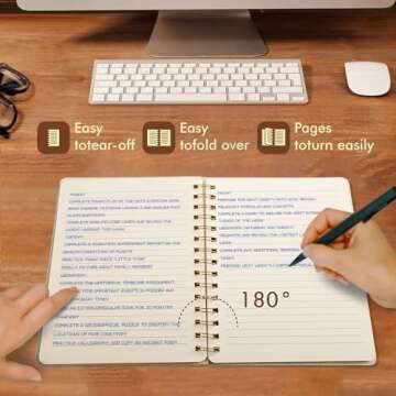 Oneirom Spiral Notebook-6.10" x 8.19" College Ruled Journal with Inner Pockets and 160 Pages,PU Leather Cover Business Journal, Twin-Wire Binding Notebook Perfect for Office & Home School Supplies