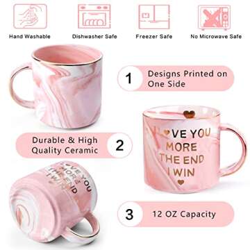 Valentines Day Gifts for Her Girlfriend Wife, 12 oz Coffee Mug for Women, Christmas Birthday Anniversary New Year Novelty Mug Gift from boyfriend Husband Daughter Son Funny Presents