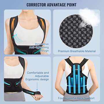 Fit Geno Posture Corrector for Women and Men - Adjustable Back Brace & Straightener for Scoliosis, Hunchback Correction, Back Pain, Spine Corrector, Back Support and Posture Trainer