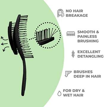 Ninabella Organic Detangling Hair Brush for Women, Men & Children - Does not Pull on Hair - Hair Str...