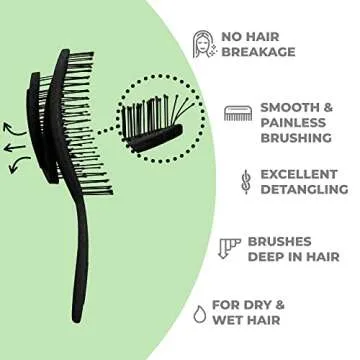 Ninabella Organic Detangling Hair Brush for Women, Men & Children - Does not Pull on Hair - Hair Str...