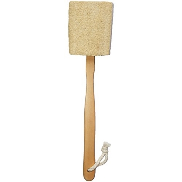 Natural Loofah Bath Brush with Long Wooden Handle - Exfoliating Back Scrubber
