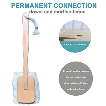 Natural Loofah Bath Brush with Wooden Handle - Exfoliating Scrubber