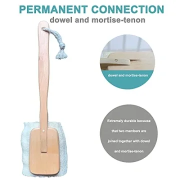 Natural Loofah Bath Brush with Wooden Handle - Exfoliating Scrubber