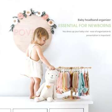 POVETIRE Headband Holder Bow Organizer for Girls,360 Rotating Hair accessories Organizer Storage Bab...