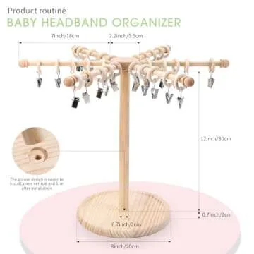 POVETIRE Headband Holder Bow Organizer for Girls,360 Rotating Hair accessories Organizer Storage Baby Headband Display Stand Hair Bow Rack for Toddler Nursery Decor