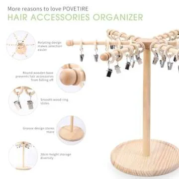 POVETIRE Headband Holder Bow Organizer for Girls,360 Rotating Hair accessories Organizer Storage Baby Headband Display Stand Hair Bow Rack for Toddler Nursery Decor