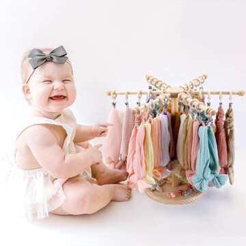 POVETIRE Headband Holder Bow Organizer for Girls,360 Rotating Hair accessories Organizer Storage Baby Headband Display Stand Hair Bow Rack for Toddler Nursery Decor