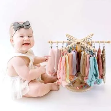 POVETIRE Headband Holder Bow Organizer for Girls,360 Rotating Hair accessories Organizer Storage Baby Headband Display Stand Hair Bow Rack for Toddler Nursery Decor
