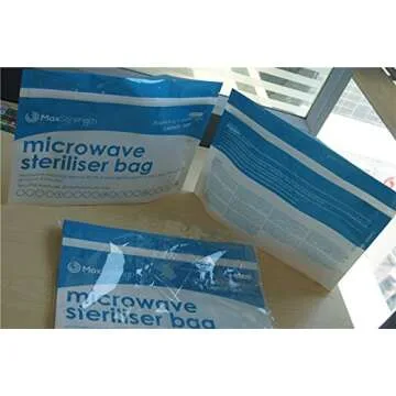 Premium Microwave Sterilizer Bags (10pcs) by Max Strength, Large & Durable Steam Bags for Baby Bottles, Soothers, Teethers & Training Cups, 20 Uses Per Bag & Marking System