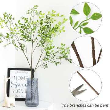CEWOR 43.3" Nandina Artificial Greenery Branches for Decor