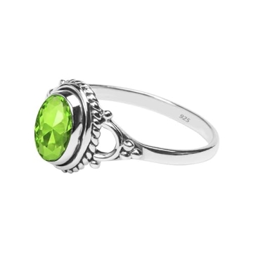 Peridot Stone Ring - Handmade 925 Sterling Silver Gift for Her