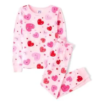 Adorable Valentine's Day Pajama Set for Girls - 100% Cotton Comfort by The Children's Place 2-Piece ...