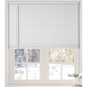 Calyx Interiors Cordless White 1” Mini Blinds 22.5” W x 48” H for Indoor Windows
