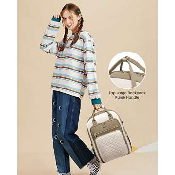 LOVEVOOK Laptop Backpack, D-Khaki-Beige, Unisex, 15.6in Laptop Compartment, 26L Capacity, 18 Pockets, Ergonomic Shoulder Straps, USB Charging Port