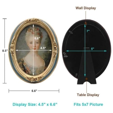 Vintage 5x7 Oval Picture Frame for Home Decor