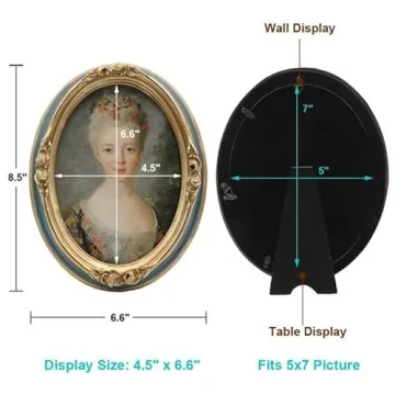 Vintage 5x7 Oval Picture Frame for Home Decor