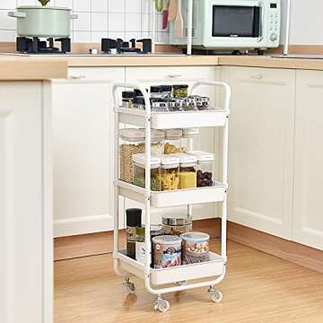 TOOLF 3-Tier Storage Rolling Cart for Versatile Use