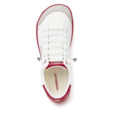 HOBIBEAR Barefoot Minimalist Shoes Womens Mens | Zero Drop | Wide Width Canvas Slip-on Shoes(White/Red, Women 8/Men 7)