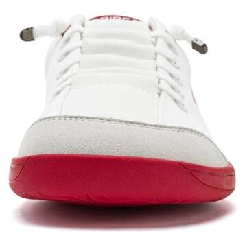 HOBIBEAR Barefoot Minimalist Shoes Womens Mens | Zero Drop | Wide Width Canvas Slip-on Shoes(White/Red, Women 8/Men 7)