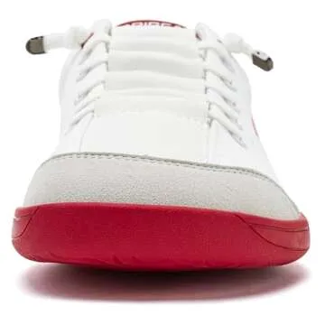 HOBIBEAR Barefoot Minimalist Shoes Womens Mens | Zero Drop | Wide Width Canvas Slip-on Shoes(White/Red, Women 8/Men 7)