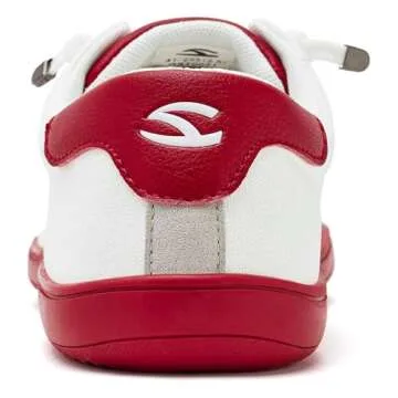 HOBIBEAR Barefoot Minimalist Shoes Womens Mens | Zero Drop | Wide Width Canvas Slip-on Shoes(White/Red, Women 8/Men 7)