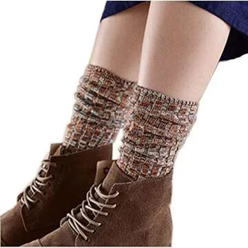 Tusong Womens 5 Pairs Soft Comfortable Warm socks media corta socks (Boots socks), Boots Socks, One Size