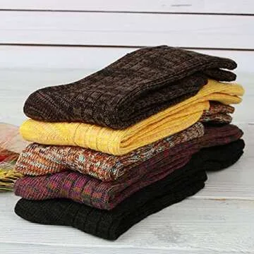 Tusong Womens 5 Pairs Soft Comfortable Warm socks media corta socks (Boots socks), Boots Socks, One Size