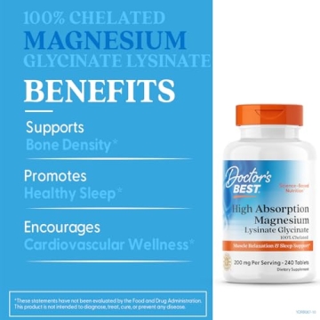 Doctor's Best High Absorption Magnesium Glycinate Lysinate, 100% Chelated, Non-GMO, Vegan, Gluten & Soy Free, 200 mg, 240 Count