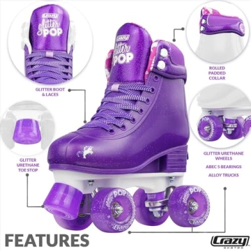 Cool Adjustable Glitter Pop Roller Skates for Kids