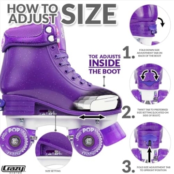 Cool Adjustable Glitter Pop Roller Skates for Kids